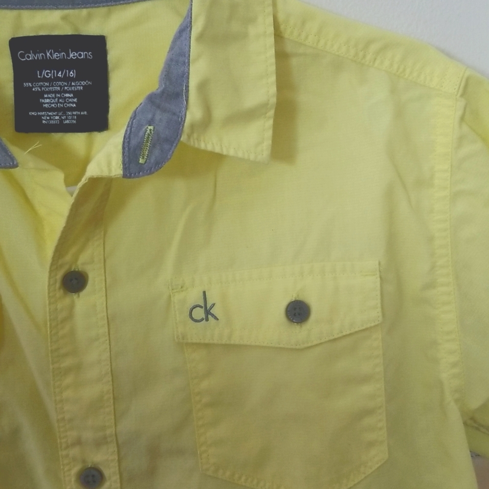 Calvin Klein Jeans yellow button down,  Boys 14/16